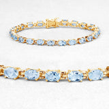 11.22 Carat Genuine Blue Topaz .925 Sterling Silver Bracelet