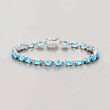 10.71 Carat Genuine Swiss Blue Topaz .925 Sterling Silver Bracelet