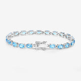 10.71 Carat Genuine Swiss Blue Topaz .925 Sterling Silver Bracelet