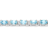 8.84 Carat Genuine Blue Zircon and Topaz White .925 Sterling Silver Bracelet
