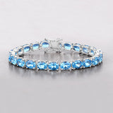 35.20 Carat Genuine Swiss Blue Topaz .925 Sterling Silver Bracelet