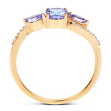 0.70 Carat Genuine Tanzanite and White Diamond 14K Yellow Gold Ring