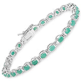 3.78 Carat Genuine Emerald .925 Sterling Silver Bracelet