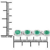 3.78 Carat Genuine Emerald .925 Sterling Silver Bracelet