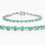 3.78 Carat Genuine Emerald .925 Sterling Silver Bracelet