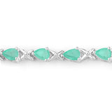 3.08 Carat Genuine Emerald .925 Sterling Silver Bracelet