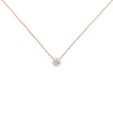 10K Rose Gold 1/2 Carat Round Brilliant-Cut Diamond Modern Bezel-Set Solitaire 16"-18" Pendant Necklace (H-I Color, SI2-I1 Clarity)