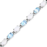 9.02 Carat Genuine Blue Topaz and Opal .925 Sterling Silver Bracelet