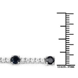 6.21 Carat Genuine Blue Sapphire and White Zircon .925 Sterling Silver Bracelet