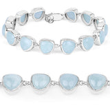 25.90 Carat Genuine Aquamarine .925 Sterling Silver Bracelet