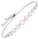 5.50 Carat Genuine Pink Opal and White Topaz .925 Sterling Silver Bracelet
