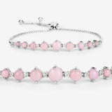 5.50 Carat Genuine Pink Opal and White Topaz .925 Sterling Silver Bracelet