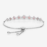 5.50 Carat Genuine Pink Opal and White Topaz .925 Sterling Silver Bracelet