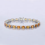 12.33 Carat Genuine Orange Sapphire and White Diamond 14K White Gold Bracelet