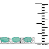 10.47 Carat Genuine Emerald and White Topaz .925 Sterling Silver Bracelet