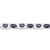 7.41 Carat Genuine Black Sapphire .925 Sterling Silver Bracelet