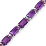 21.84 Carat Genuine Amethyst and Rhodolite Granet .925 Sterling Silver Bracelet