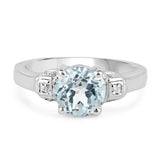 2.28 Carat Genuine Blue Topaz and White Topaz .925 Sterling Silver Ring