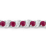 1.25 Carat Genuine Ruby and White Topaz .925 Sterling Silver Bracelet