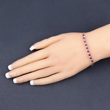 1.25 Carat Genuine Ruby and White Topaz .925 Sterling Silver Bracelet