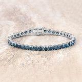 14.33 Carat Genuine Blue Diamond 14K White Gold Bracelet