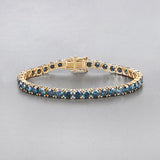 14.33 Carat Genuine Blue Diamond 14K Yellow Gold Bracelet