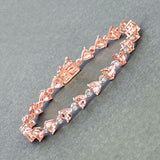 7.56 Carat Genuine Morganite and White Diamond 14K Rose Gold Bracelet