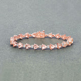 7.56 Carat Genuine Morganite and White Diamond 14K Rose Gold Bracelet