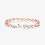 7.56 Carat Genuine Morganite and White Diamond 14K Rose Gold Bracelet