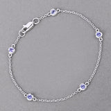 0.50 Carat Genuine Tanzanite .925 Sterling Silver Bracelet
