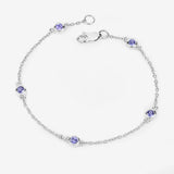 0.50 Carat Genuine Tanzanite .925 Sterling Silver Bracelet