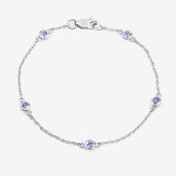 0.50 Carat Genuine Tanzanite .925 Sterling Silver Bracelet
