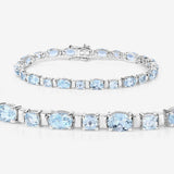 10.06 Carat Genuine Aquamarine .925 Sterling Silver Bracelet