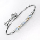 0.74 Carat Genuine Aquamarine and White Sapphire .925 Sterling Silver Bracelet
