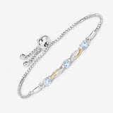 0.74 Carat Genuine Aquamarine and White Sapphire .925 Sterling Silver Bracelet