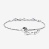 0.74 Carat Genuine Aquamarine and White Sapphire .925 Sterling Silver Bracelet