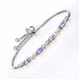 1.81 Carat Genuine Tanzanite and White Topaz .925 Sterling Silver Bracelet