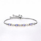 1.81 Carat Genuine Tanzanite and White Topaz .925 Sterling Silver Bracelet