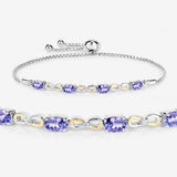 1.81 Carat Genuine Tanzanite and White Topaz .925 Sterling Silver Bracelet