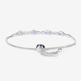 1.81 Carat Genuine Tanzanite and White Topaz .925 Sterling Silver Bracelet