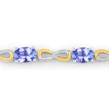 1.81 Carat Genuine Tanzanite and White Topaz .925 Sterling Silver Bracelet