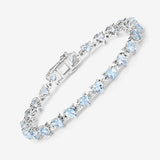 7.71 Carat Genuine Aquamarine and White Diamond .925 Sterling Silver Bracelet