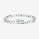 7.71 Carat Genuine Aquamarine and White Diamond .925 Sterling Silver Bracelet