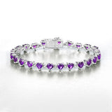 10.01 Carat Genuine Amethyst and White Diamond .925 Sterling Silver Bracelet