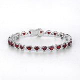 11.62 Carat Genuine Garnet and White Diamond .925 Sterling Silver Bracelet