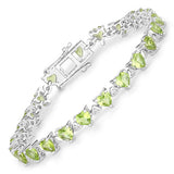 10.24 Carat Genuine Peridot and White Diamond .925 Sterling Silver Bracelet