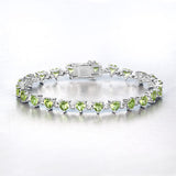 10.24 Carat Genuine Peridot and White Diamond .925 Sterling Silver Bracelet