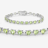 10.24 Carat Genuine Peridot and White Diamond .925 Sterling Silver Bracelet