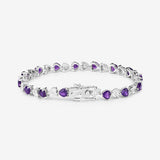 6.59 Carat Genuine Amethyst and White Diamond .925 Sterling Silver Bracelet