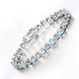 7.64 Carat Genuine Blue Topaz and White Diamond .925 Sterling Silver Bracelet
